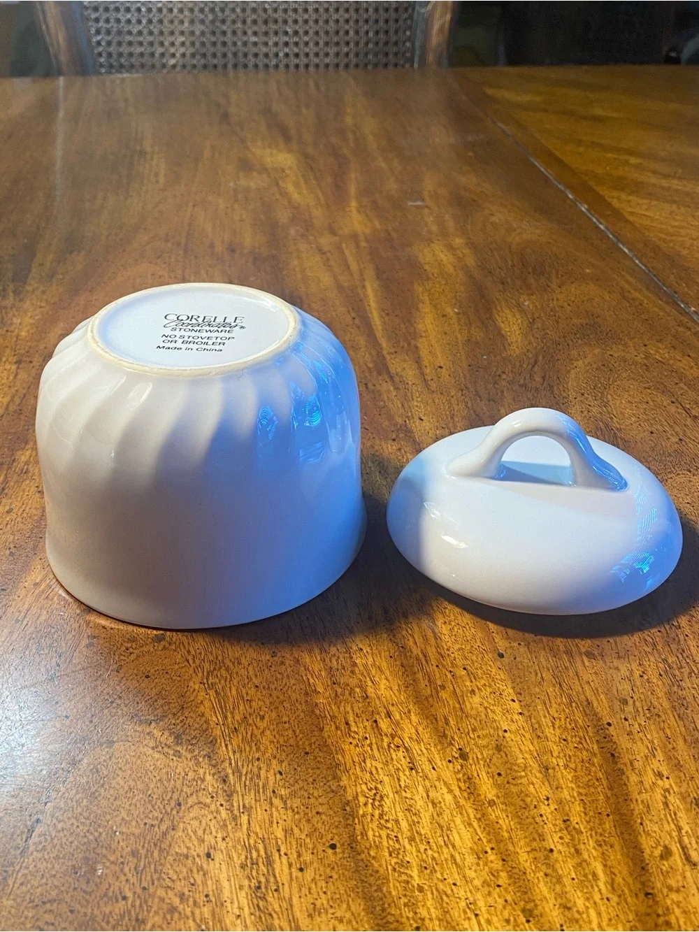 Corelle White Swirl Enhancement Covered Sugar Bowl